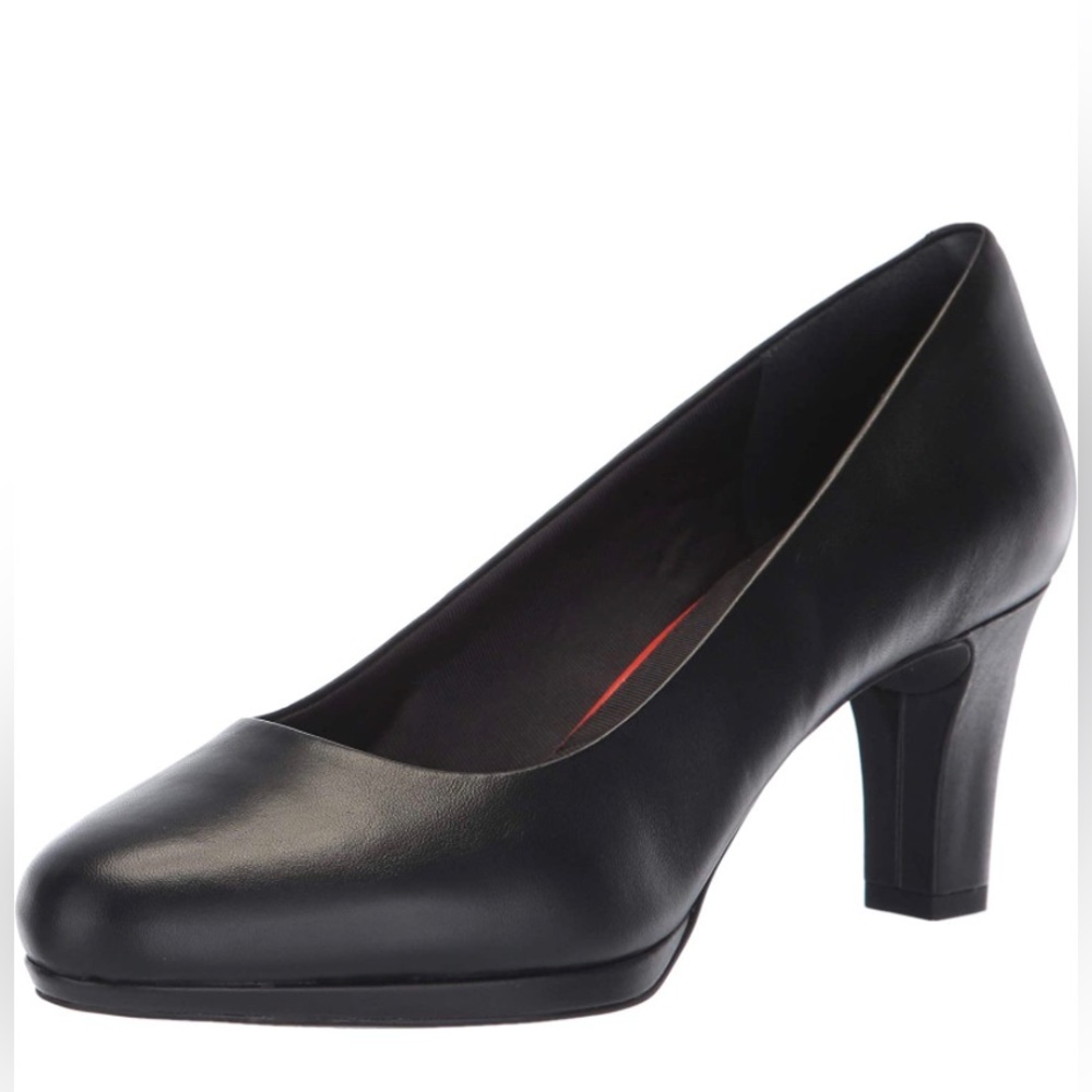 Rockport Women's Total Motion Leah Pump Genuine Leather, Black Nappa 3” Heel NEW